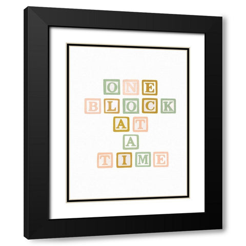 One Block At A Time Black Modern Wood Framed Art Print with Double Matting by Straatsma, Leah