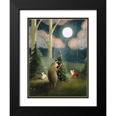 And to All A Good Night Black Modern Wood Framed Art Print with Double Matting by Straatsma, Leah