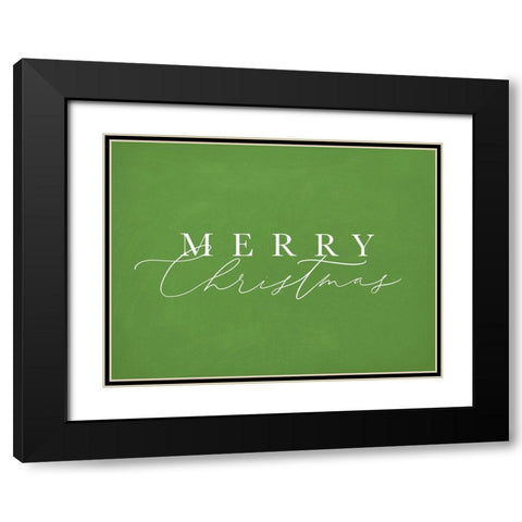 Merry Christmas Green Black Modern Wood Framed Art Print with Double Matting by Straatsma, Leah