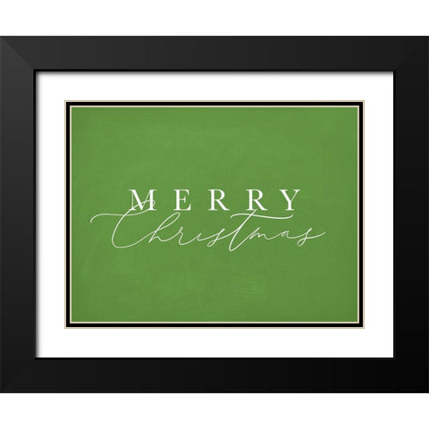 Merry Christmas Green Black Modern Wood Framed Art Print with Double Matting by Straatsma, Leah