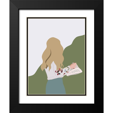 Journal Girl Black Modern Wood Framed Art Print with Double Matting by Straatsma, Leah
