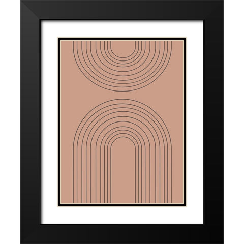 Abstract Rainbow Dusty Coral Black Modern Wood Framed Art Print with Double Matting by Straatsma, Leah