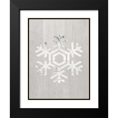 Wooden Snowflake Driftwood 2 Black Modern Wood Framed Art Print with Double Matting by Straatsma, Leah