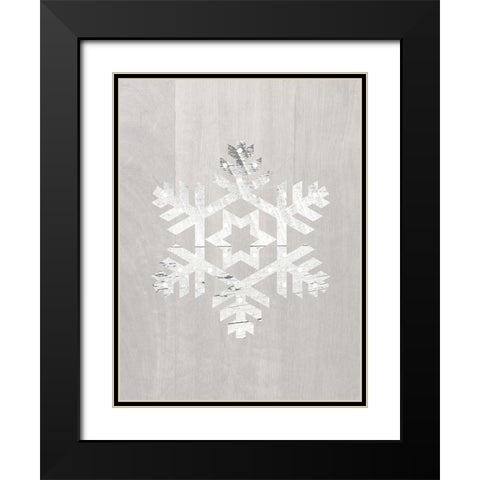 Wooden Snowflake Driftwood 3 Black Modern Wood Framed Art Print with Double Matting by Straatsma, Leah