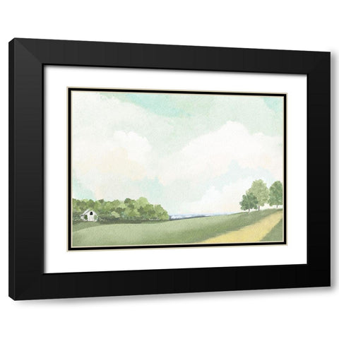 White Barn By The Lake Black Modern Wood Framed Art Print with Double Matting by Straatsma, Leah