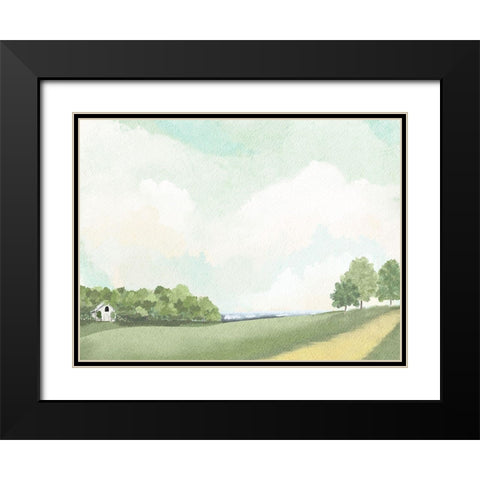 White Barn By The Lake Black Modern Wood Framed Art Print with Double Matting by Straatsma, Leah