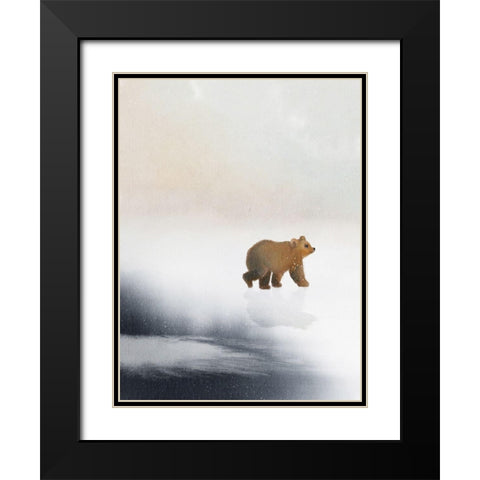 Bear On Ice Black Modern Wood Framed Art Print with Double Matting by Straatsma, Leah