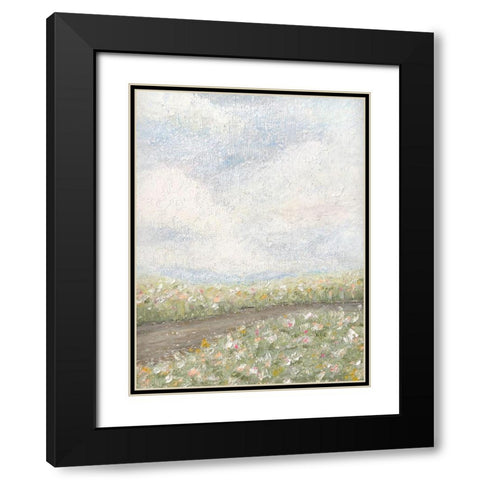 Pastel Oil Floral Fields Black Modern Wood Framed Art Print with Double Matting by Straatsma, Leah