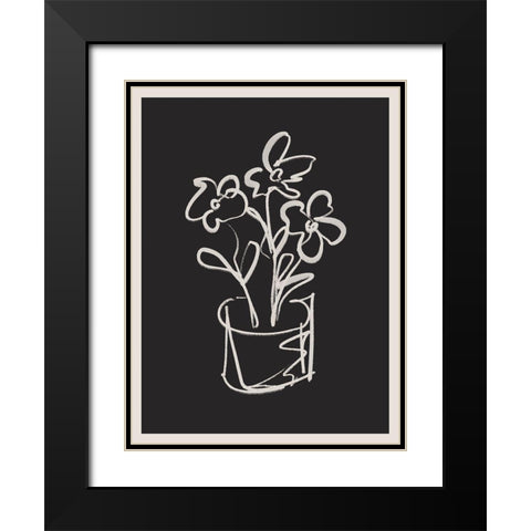 Still Life Peonies in Vase Black Modern Wood Framed Art Print with Double Matting by Straatsma, Leah
