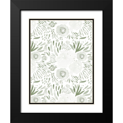 Green Watercolour Florals Black Modern Wood Framed Art Print with Double Matting by Straatsma, Leah