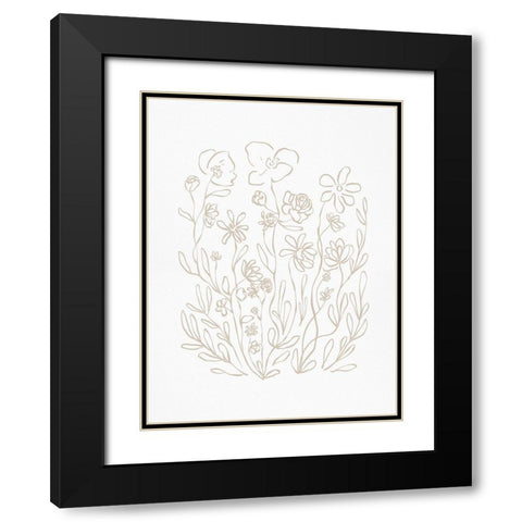 Inky Floral Neutral Black Modern Wood Framed Art Print with Double Matting by Straatsma, Leah