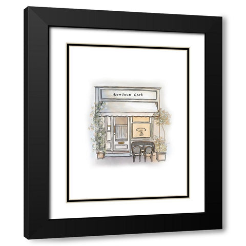 Bonjour Cafe Black Modern Wood Framed Art Print with Double Matting by Straatsma, Leah