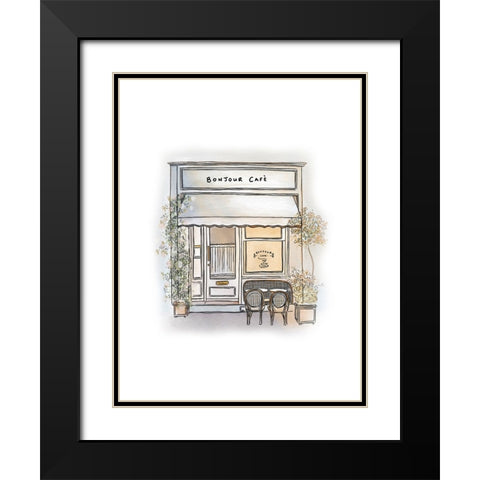 Bonjour Cafe Black Modern Wood Framed Art Print with Double Matting by Straatsma, Leah