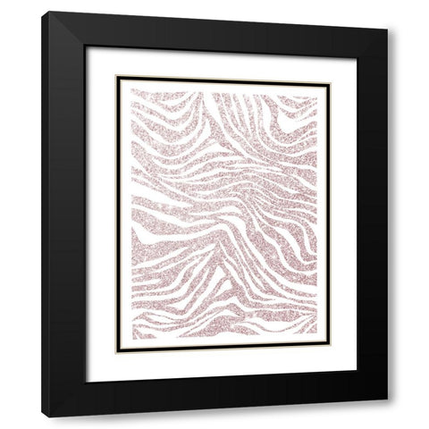 Glitter Zebra V2 Black Modern Wood Framed Art Print with Double Matting by Straatsma, Leah