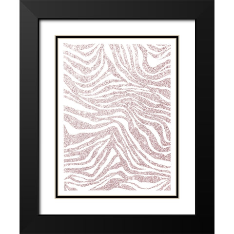 Glitter Zebra V2 Black Modern Wood Framed Art Print with Double Matting by Straatsma, Leah