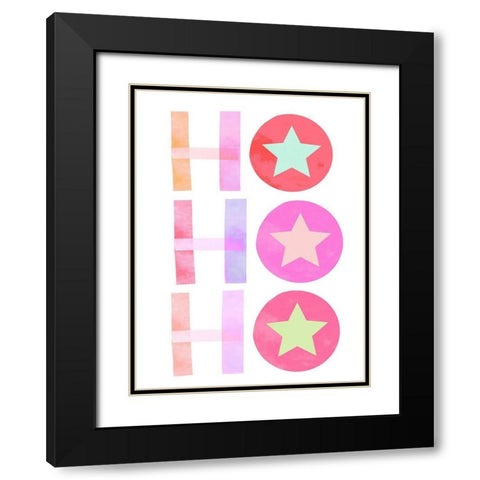 Ho Ho Ho Black Modern Wood Framed Art Print with Double Matting by Straatsma, Leah