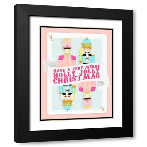 Holly Jolly Playing Card Black Modern Wood Framed Art Print with Double Matting by Straatsma, Leah