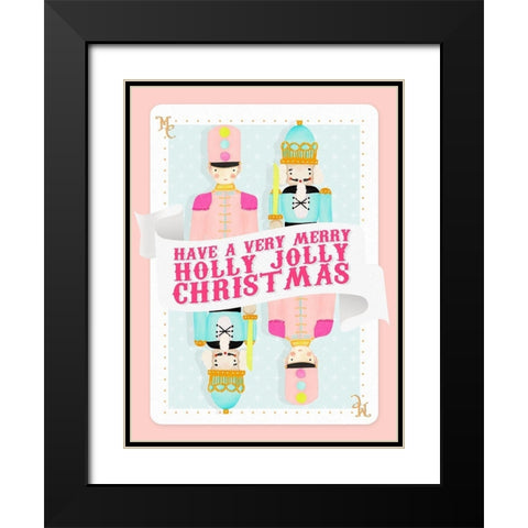 Holly Jolly Playing Card Black Modern Wood Framed Art Print with Double Matting by Straatsma, Leah