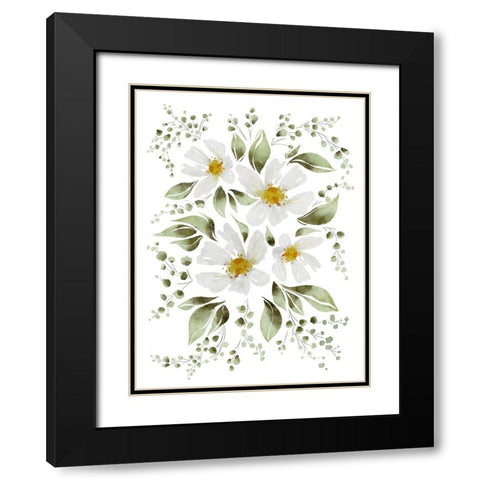 The White Flowers Black Modern Wood Framed Art Print with Double Matting by Straatsma, Leah