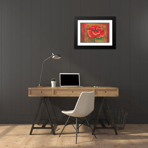 Red Poppy Black Modern Wood Framed Art Print with Double Matting by Budd, Tiffany