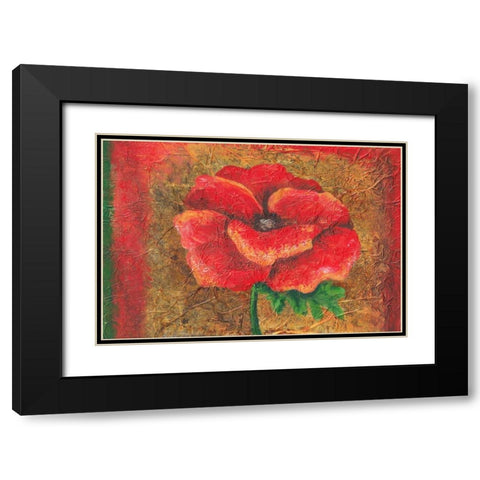 Red Poppy Black Modern Wood Framed Art Print with Double Matting by Budd, Tiffany