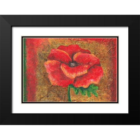 Red Poppy Black Modern Wood Framed Art Print with Double Matting by Budd, Tiffany