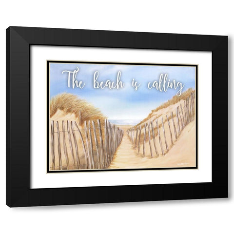 Beach Calling Black Modern Wood Framed Art Print with Double Matting by May