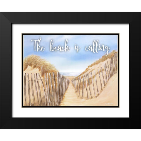 Beach Calling Black Modern Wood Framed Art Print with Double Matting by May