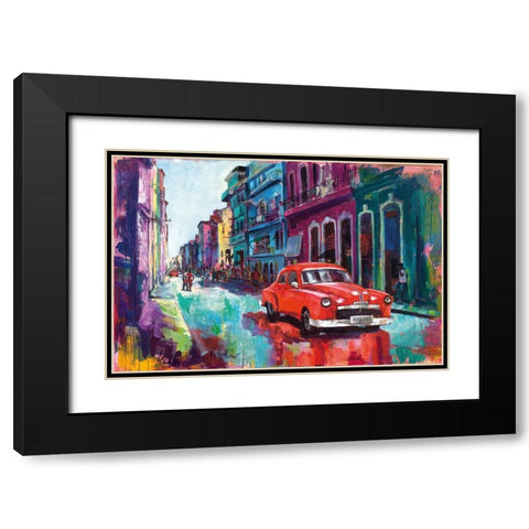 Dancing In The Streets Of Havana Black Modern Wood Framed Art Print with Double Matting by Holzner, Renate