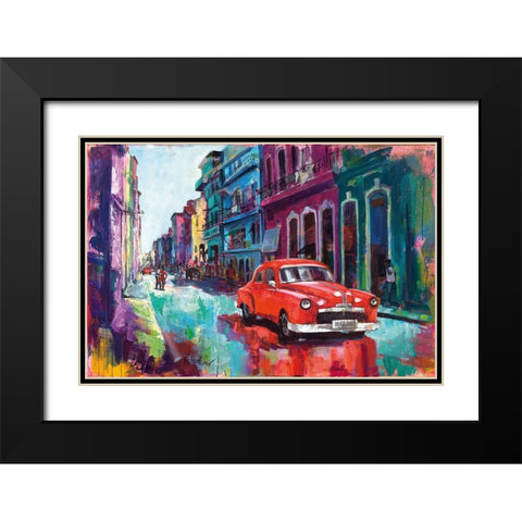 Dancing In The Streets Of Havana Black Modern Wood Framed Art Print with Double Matting by Holzner, Renate