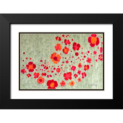 Dreamtime Flower Meadow Black Modern Wood Framed Art Print with Double Matting by May