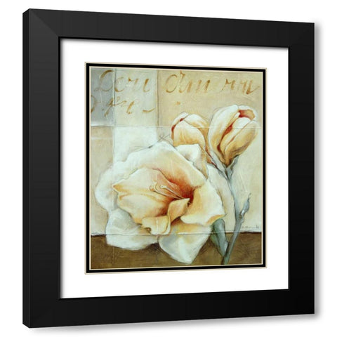 Frosted Rose 1 Black Modern Wood Framed Art Print with Double Matting by May
