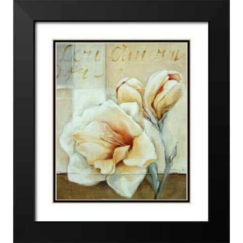 Frosted Rose 1 Black Modern Wood Framed Art Print with Double Matting by May