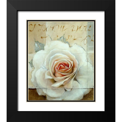 Frosted Rose 2 Black Modern Wood Framed Art Print with Double Matting by May
