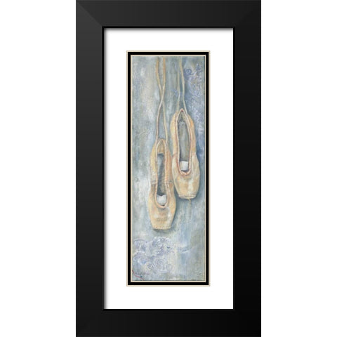 Hanging Ballerina Shoes Black Modern Wood Framed Art Print with Double Matting by May
