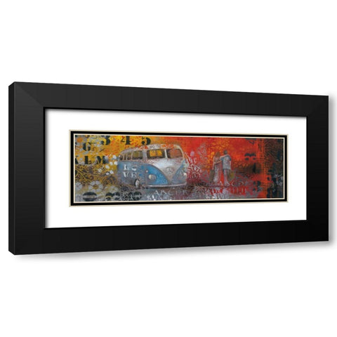 Love Bus Black Modern Wood Framed Art Print with Double Matting by May