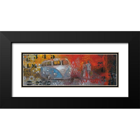 Love Bus Black Modern Wood Framed Art Print with Double Matting by May