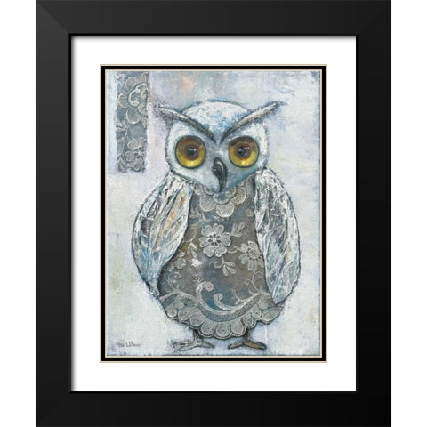 Frozen Owl 82561 Black Modern Wood Framed Art Print with Double Matting by May