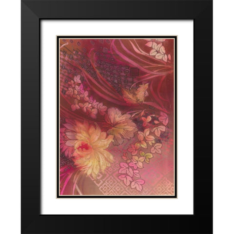 Marooned Florals D Black Modern Wood Framed Art Print with Double Matting by May