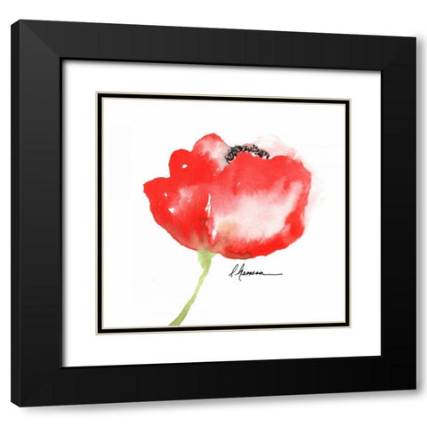 Little Red Amapola Black Modern Wood Framed Art Print with Double Matting by May