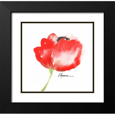 Little Red Amapola Black Modern Wood Framed Art Print with Double Matting by May