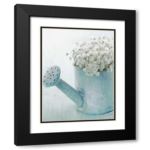 Vintage Blue Pot Black Modern Wood Framed Art Print with Double Matting by May