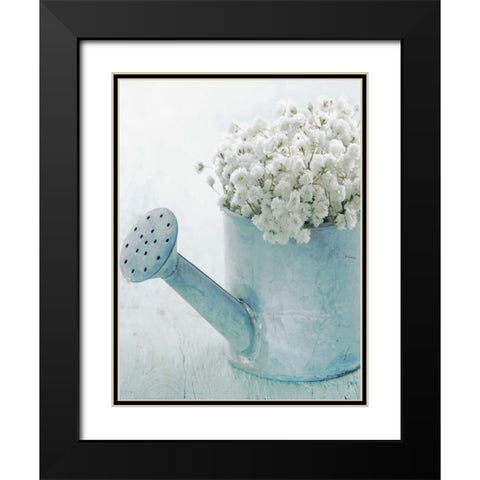 Vintage Blue Pot Black Modern Wood Framed Art Print with Double Matting by May