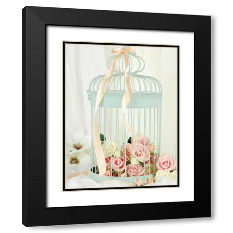 Think Blue Black Modern Wood Framed Art Print with Double Matting by May