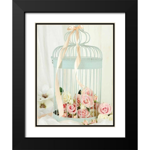 Think Blue Black Modern Wood Framed Art Print with Double Matting by May