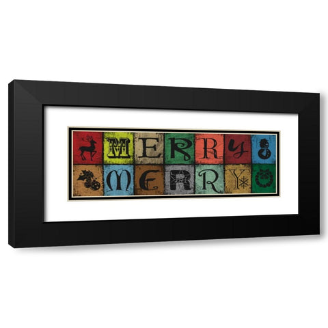 Merry Merry Blocks Black Modern Wood Framed Art Print with Double Matting by Hogan, Melody