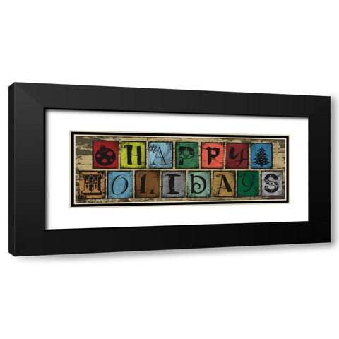 Holiday Blocks Black Modern Wood Framed Art Print with Double Matting by Hogan, Melody
