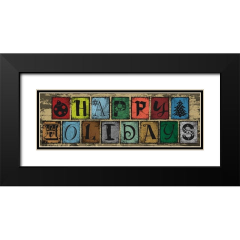 Holiday Blocks Black Modern Wood Framed Art Print with Double Matting by Hogan, Melody