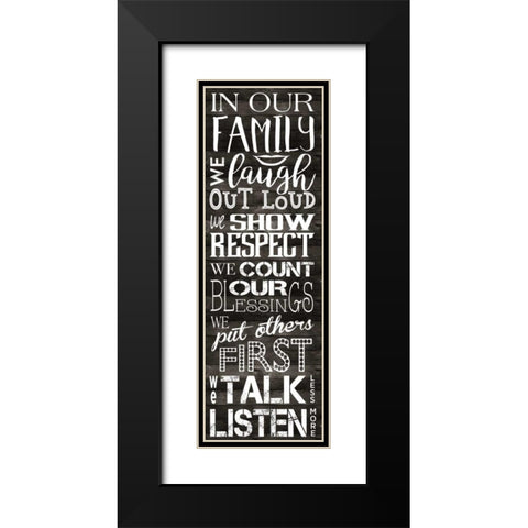 In Our Family Panel 2 Black Modern Wood Framed Art Print with Double Matting by Hogan, Melody