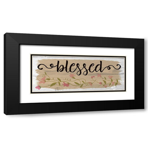 Curly Cue Blessed Floral 1 Black Modern Wood Framed Art Print with Double Matting by Hogan, Melody